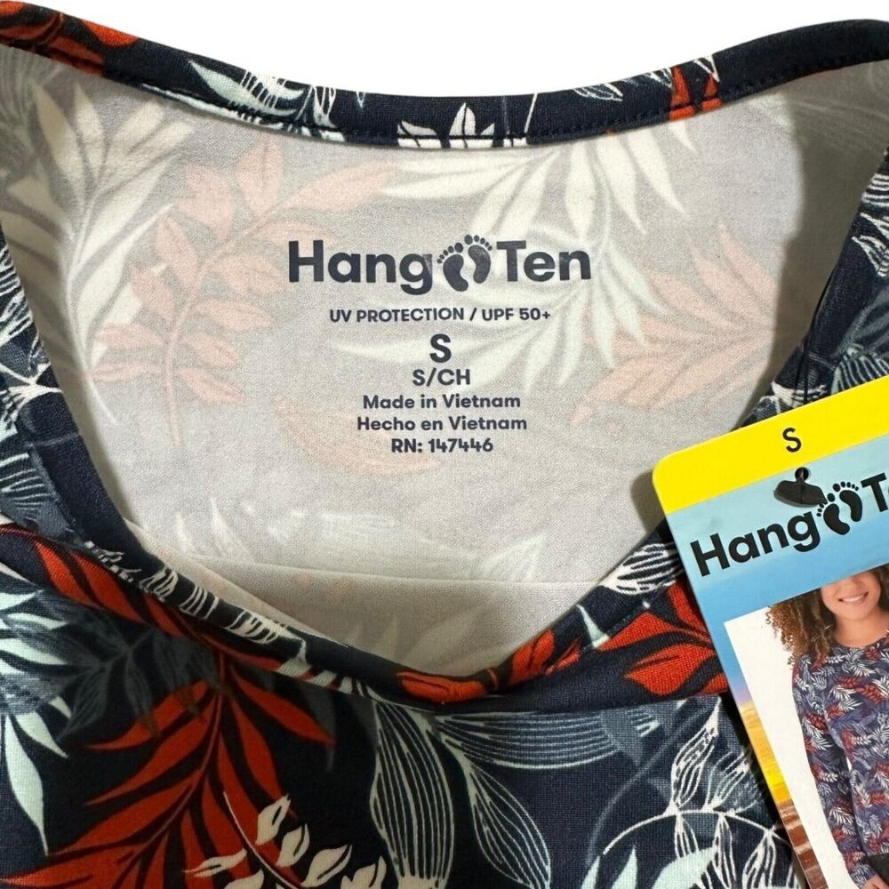 Hang Ten Women‎ Size S Navy Print Long Sleeve Top Sun Tee UPF 50+ Protection NWT - Picture 3 of 10